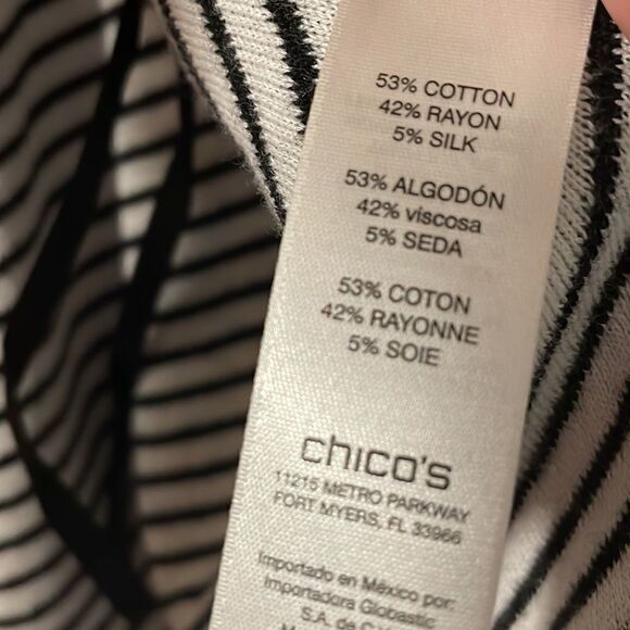 Chico’s black and white stripe soft knit one button jacket w lapels size Medium - Picture 8 of 9